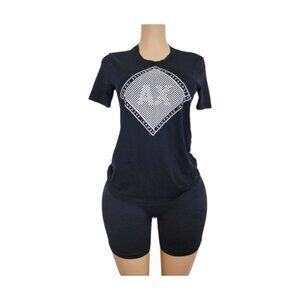 Armani Exchange Women's Black Urban Graphic Print Casual T-Shirt Size S